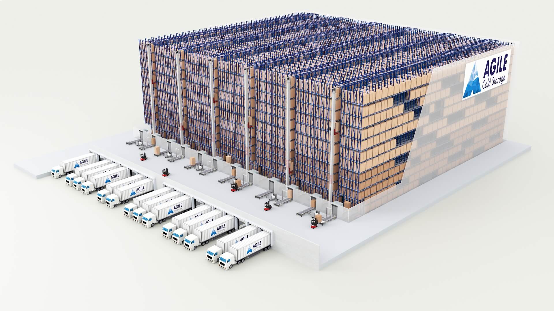 Swisslog customer warehouse rendering, Agile Cold Storage